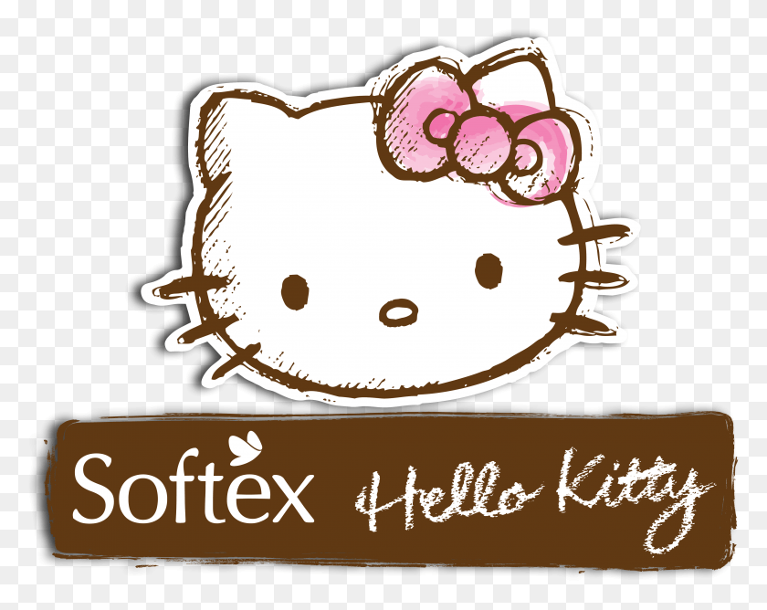 4153x3240 Descargar Png Hello Kitty Logo Softex Hello Kitty Servilleta, Almohada, Cojín, Texto Hd Png