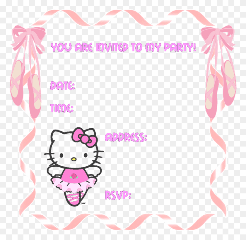 822x800 Hello Kitty Party Invitation Templates Free Birthday Invitation Templates Hello Kitty, Advertisement, Poster, Paper HD PNG Download