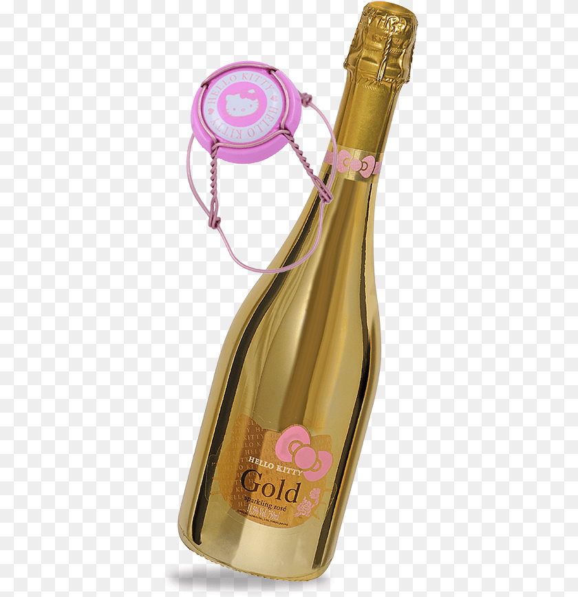 Hello Kitty Rose Gold Wine, Alcohol, Beverage, Bottle, Liquor Sticker PNG