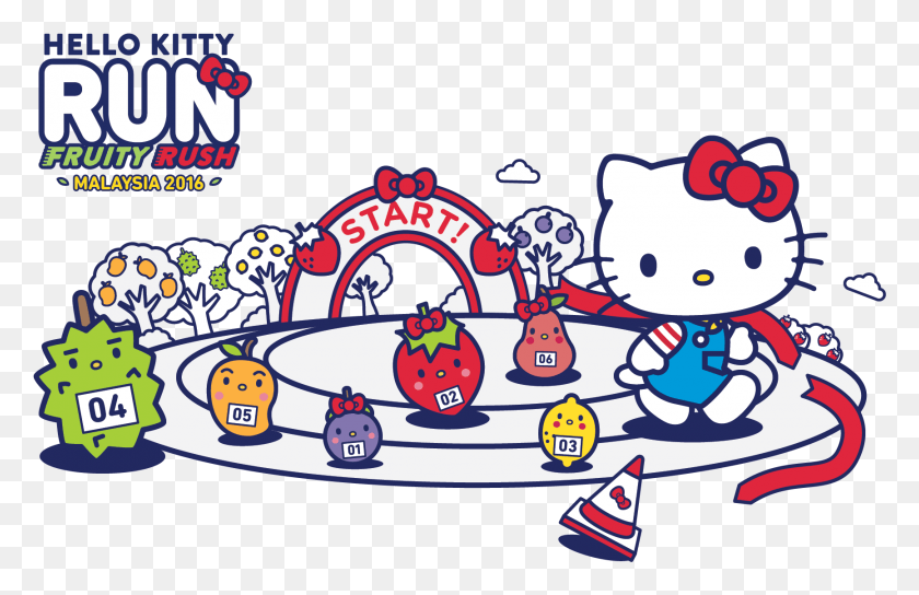 1732x1075 Hello Kitty Run Малайзия Hello Kitty Fun Run, Текст, Этикетка, Графика Hd Png Скачать