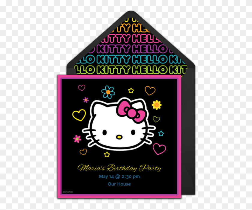 473x642 Descargar Png Hello Kitty Tween Invitación En Línea Hello Kitty Gracias, Cartel, Publicidad, Texto Hd Png