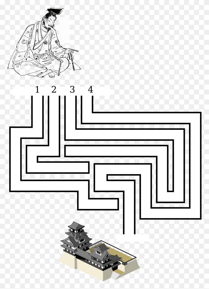 1763x2492 Help The Samurai To Find His Castle Maze Illustration, Labyrinth, Cross, Symbol HD PNG Download