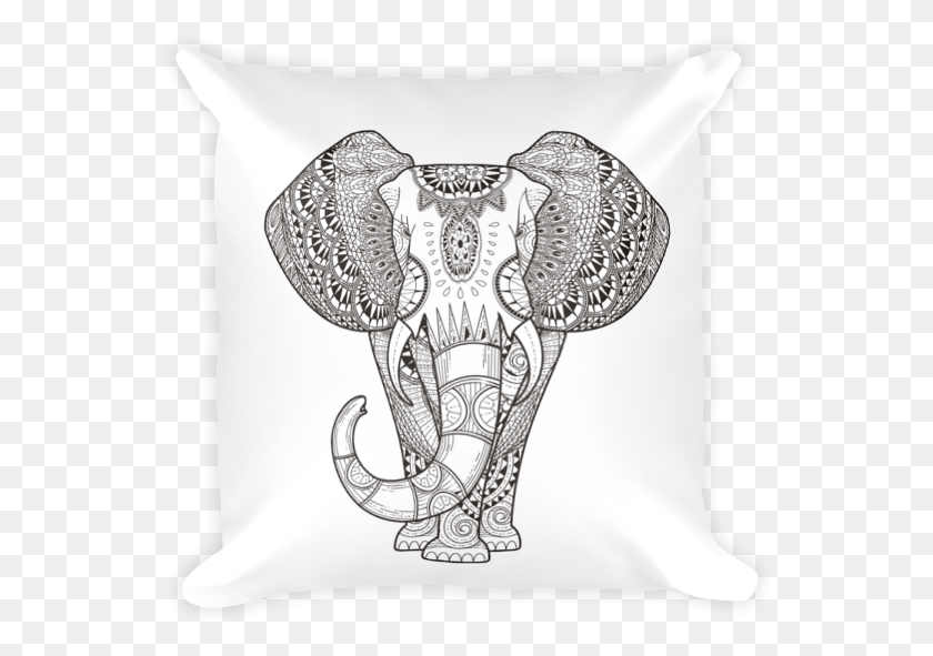 549x531 Henna Elephant Square Pillow Coloring Sheet Elephant Mandala, Cushion, Blouse, Clothing HD PNG Download