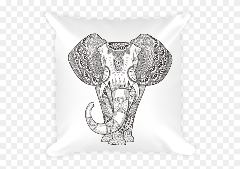 549x531 Descargar Png Elefante De Henna Almohada Cuadrada Hoja Para Colorear Elefante Mandala, Cojín, Blusa, Ropa Hd Png