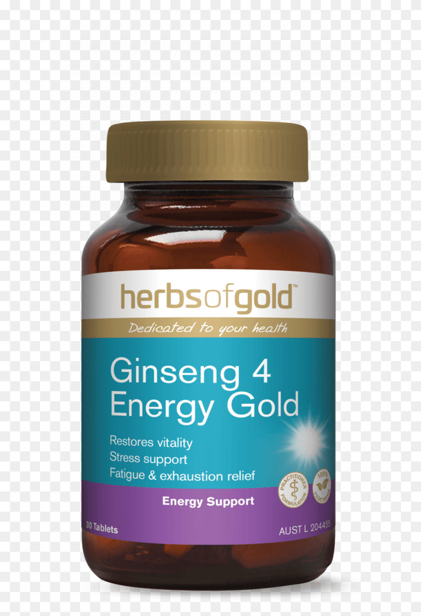 601x1168 Herbs Of Gold Ginseng 4 Energy Gold 30 Tablets Medicine, Beer, Alcohol, Beverage HD PNG Download