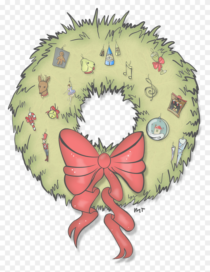 865x1138 Here Is A Transparent Version Of My Holiday Wreath Illustration HD PNG Download