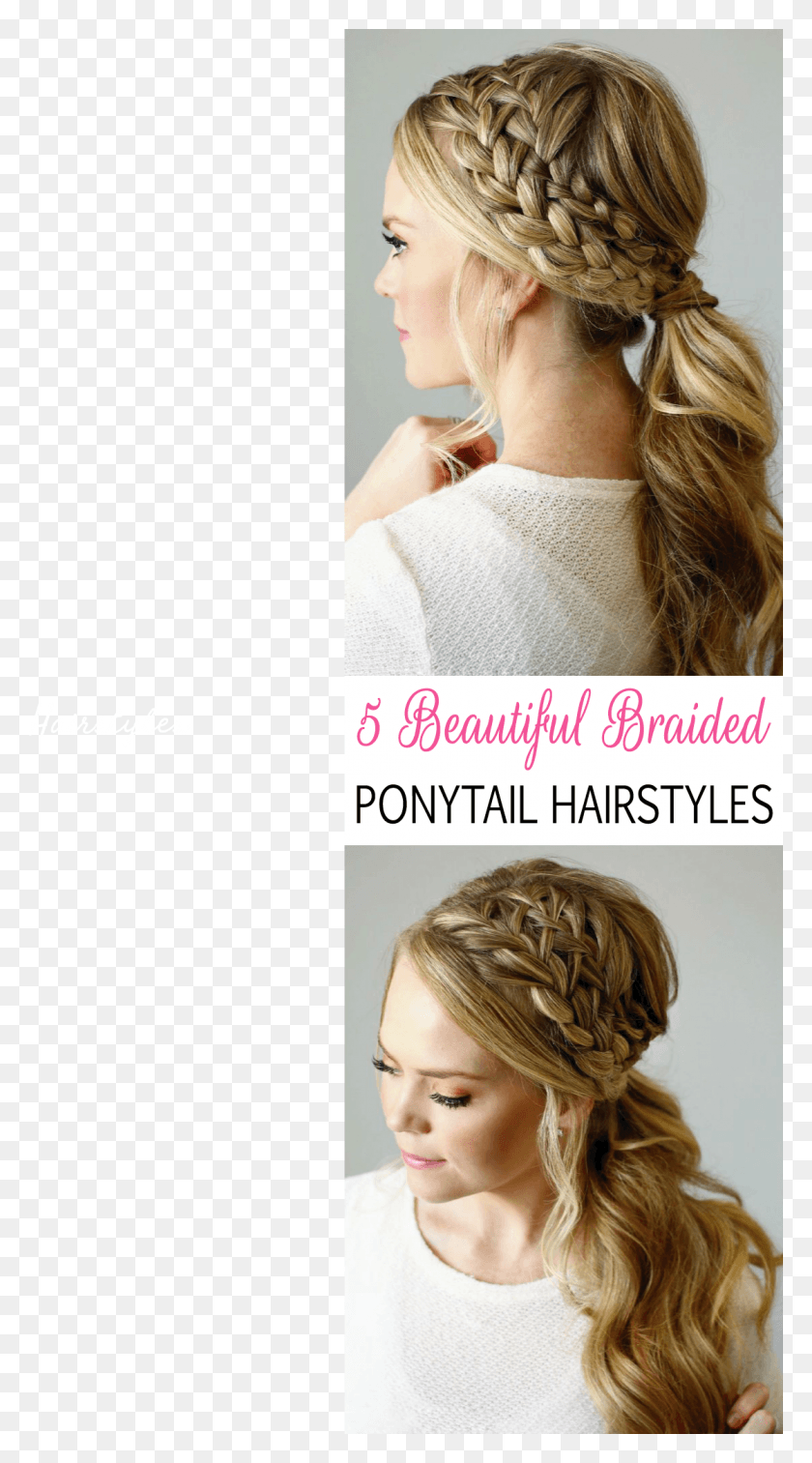 1117x2081 Here You Will Find Some Amazing Braided Ponytail Hairstyles Peinados De Cola Baja Con Trenza, Hair, Person, Human HD PNG Download