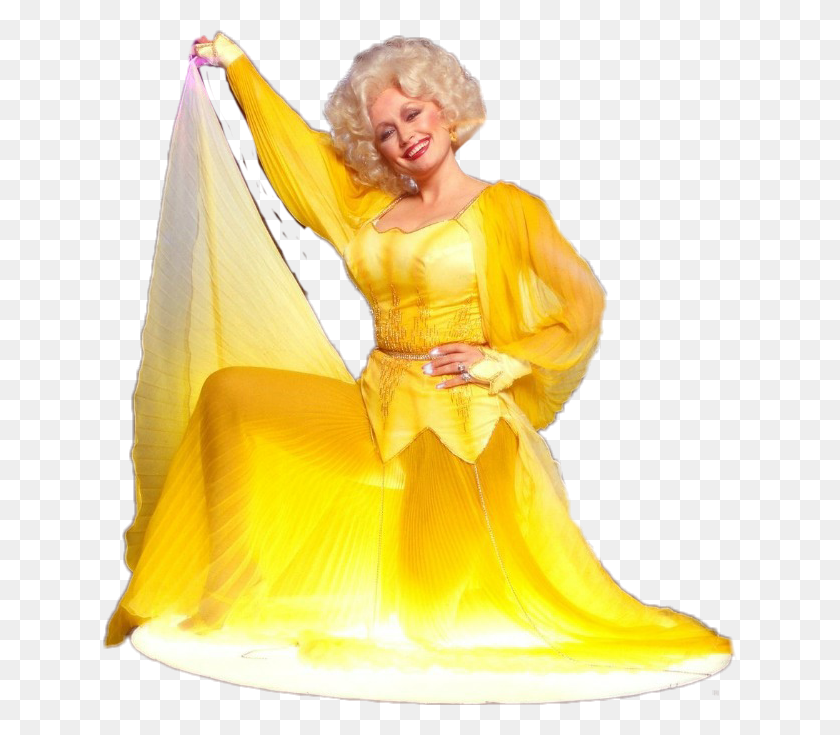 634x675 Heresdolly Dolly Dollyparton Yellow Yellowdress Sticker Blond, Dance Pose, Leisure Activities, Person HD PNG Download