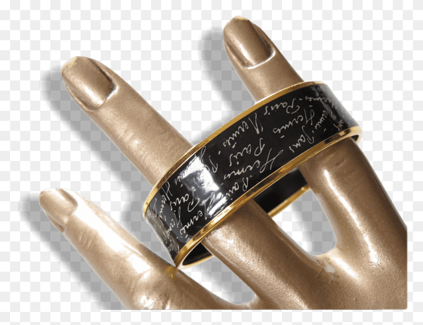 1000x752 Hermes Blackwhite Enamel Gold Trim Ecriture Wide Bangle Ring, Cuff, Smoke Pipe, Hammer HD PNG Download