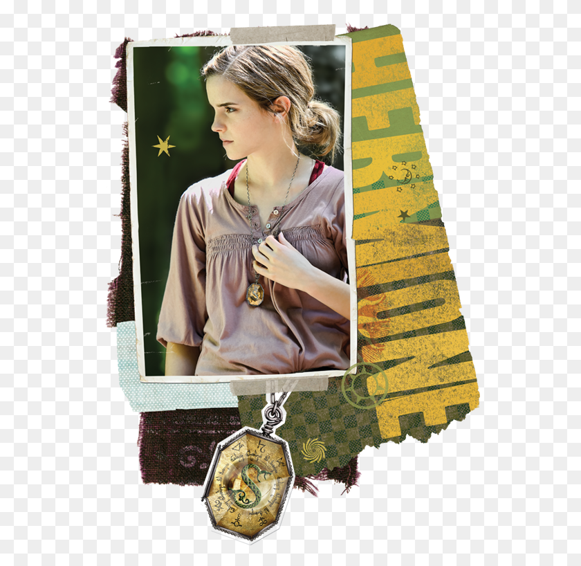 548x758 Hermione Granger Poster Holding Horcrux Around Neck Hermione Granger Harry Potter And The Deathly Hallows, Person, Human, Advertisement HD PNG Download