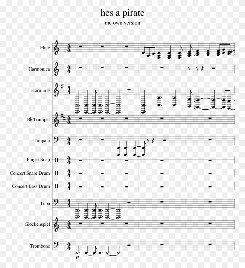 774x859 Hes A Pirate Sheet Music For Flute Harmonica French Sheet Music, Gray, World Of Warcraft HD PNG Download