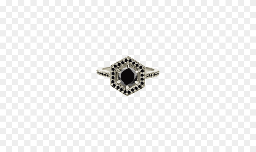 Hex Ring Black Diamond Meadowlark Jewellery, Accessories, Jewelry, Gemstone, Silver PNG