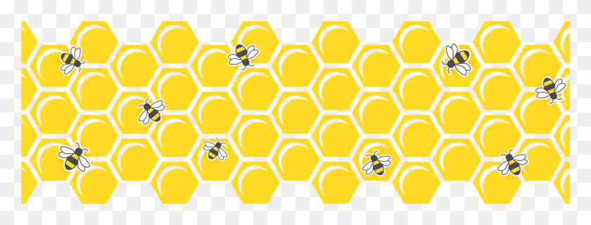 1500x501 Шестиугольник Рисунок Пчела Медоносная Пчела, Соты, Мед, Еда Hd Png Скачать