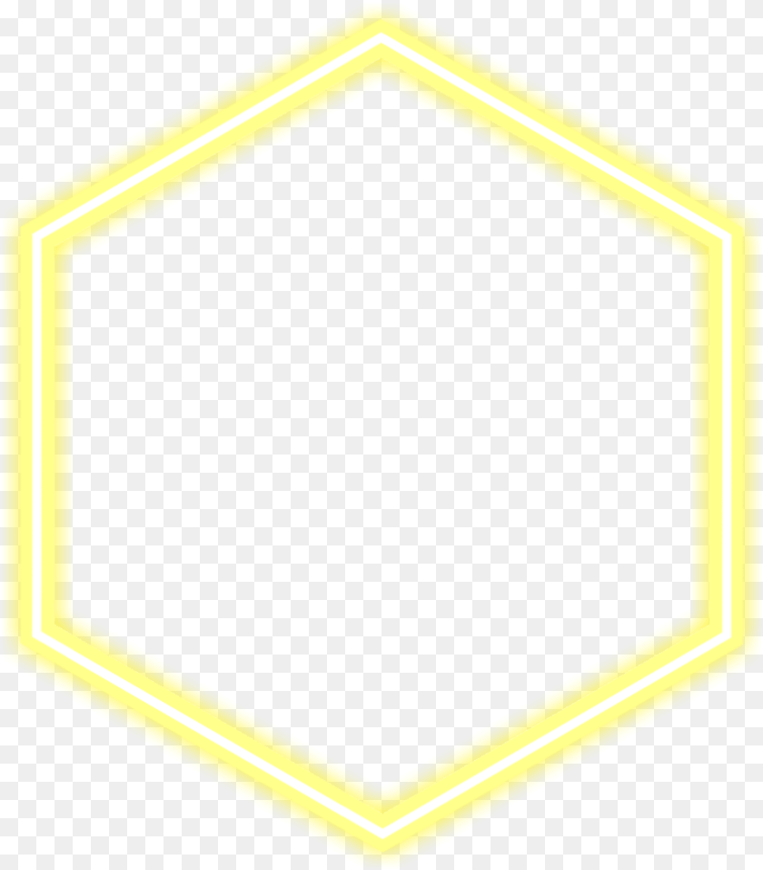 944x1076 Hexagon Hexagonal Yellow Amarelo Neon Neonlights Neon Blue Hexagon, Sign, Symbol, Blackboard, Road Sign Sticker PNG