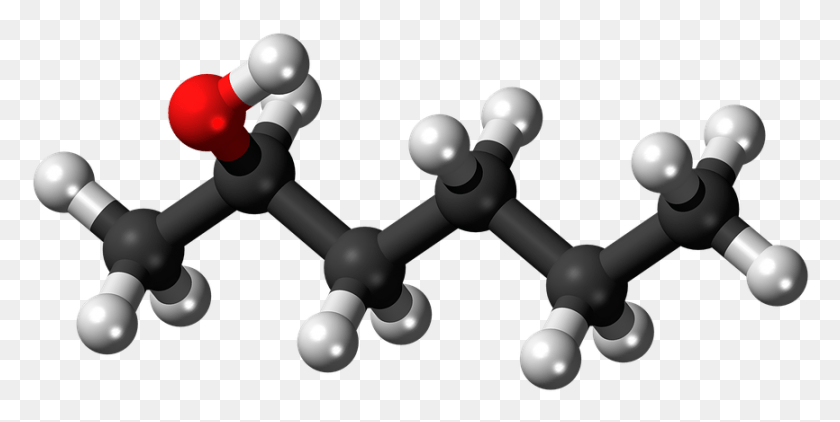 866x403 Hexanol Model Molecule Carbon 3d Ball Stick Volatile Organic Compounds Molecule, Machine, Gearshift HD PNG Download