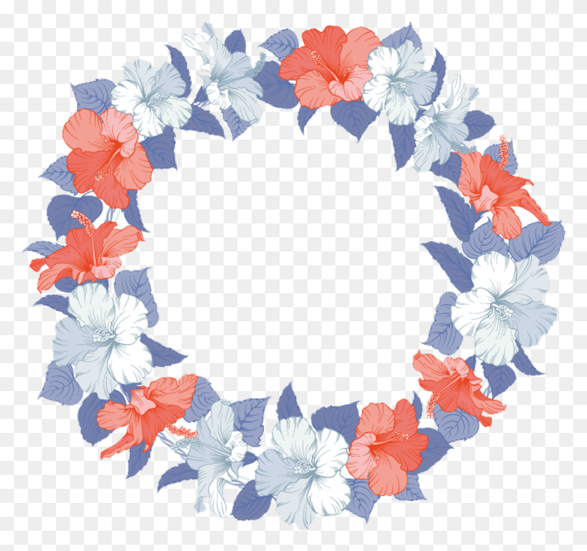 1352x1264 Hibiscus Clipart Garland Wreath, Flower, Plant, Blossom HD PNG Download