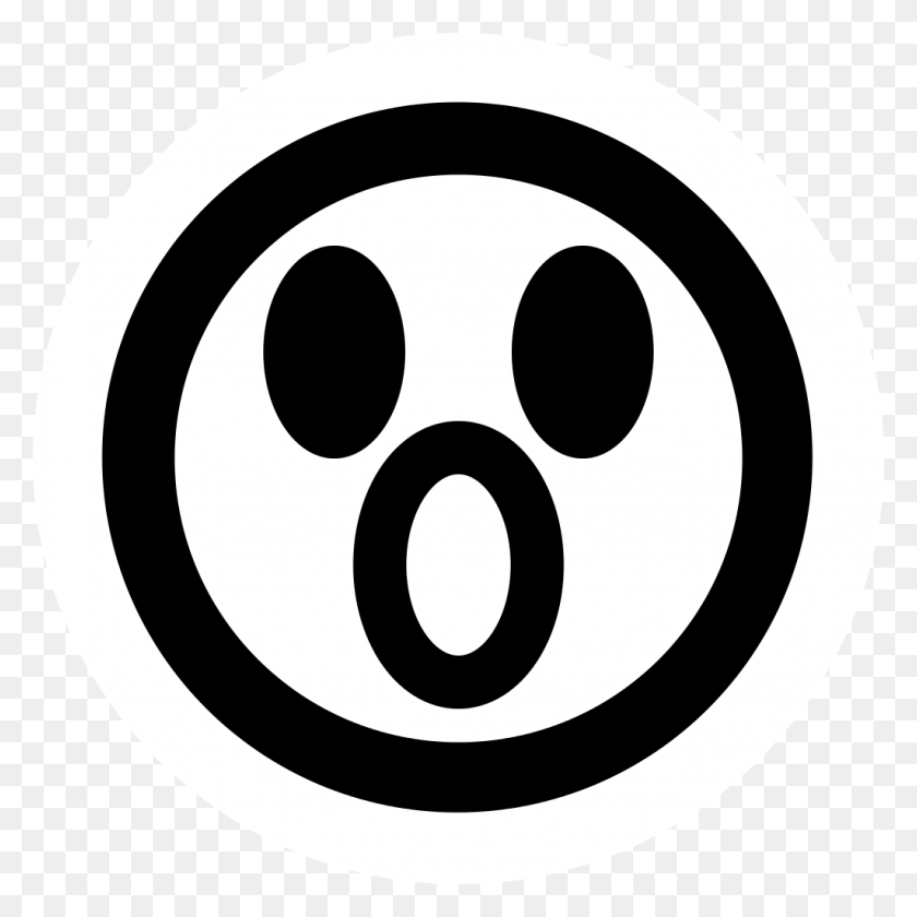 1024x1024 High Contrast Face Surprise Surprised Black And White, Stencil, Symbol, Logo HD PNG Download