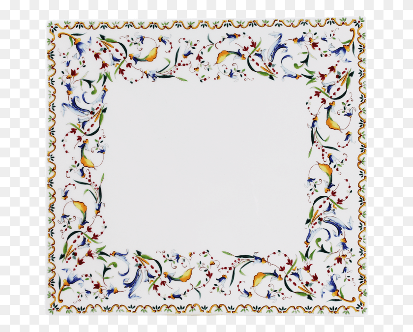 662x615 High End Square Plate Large In Earthenware Motif, Graphics, Floral Design HD PNG Download