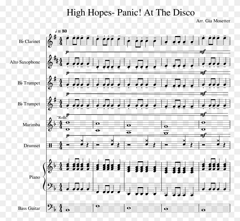 774x712 High Hopes Panic At The Disco Sheet Music, Gray, World Of Warcraft HD PNG Download