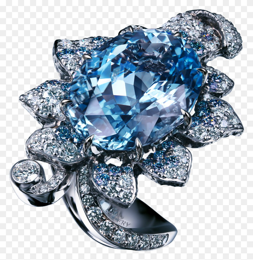850x875 High Jewellery Ring Aquamarine Flower Flowers Hx1 053 Diamond, Gemstone, Jewelry, Accessories HD PNG Download