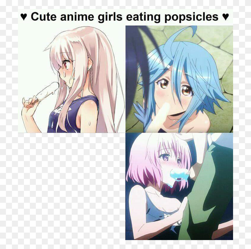 720x775 High Quality Cute Anime Girls Eating Popsicles Blank Cartoon, Comics, Book, Manga HD PNG Download