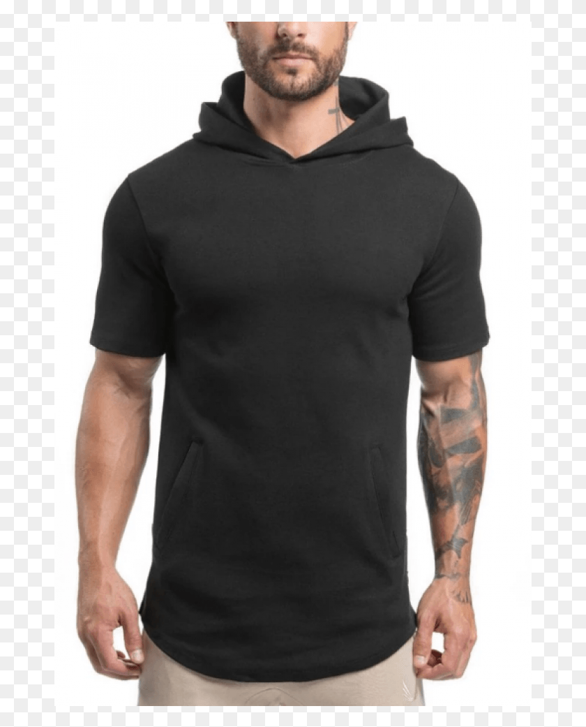 685x981 High Quality Short Sleeve Hoodies With Hood For Men Men39s Black Short Sleeve Hoodie, Clothing, Apparel, Tattoo HD PNG Download