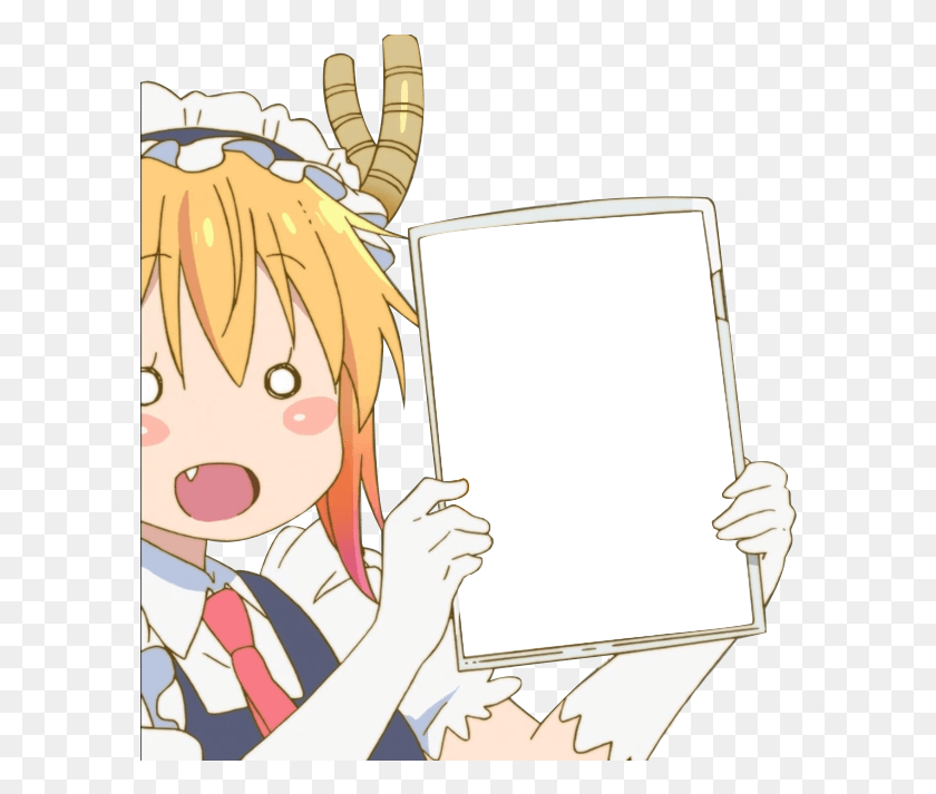 590x653 High Quality Tohru Sign Blank Meme Template Anime Girls Holding Signs, Book, Reading, Manga HD PNG Download