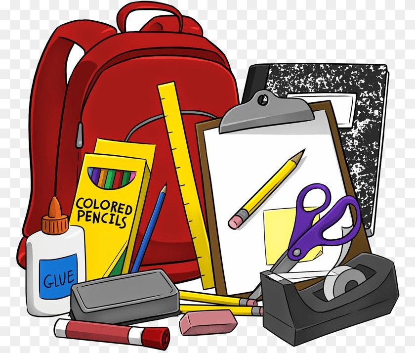 778x714 High School English Supplies Clipartfest Transparent School Supplies Bag, Backpack, Pen, Cosmetics Clipart PNG