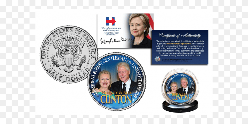 601x361 Hillary Amp Bill Clinton Democrat Presidential Campaign Donald Trump Half Dollar, Person, Human, Logo HD PNG Download
