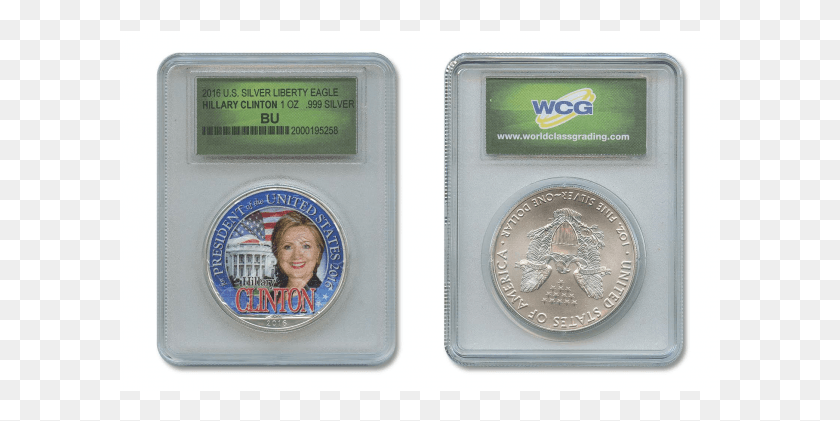 601x361 Hillary Clinton Para El Presidente 2016 Colorized 1 Oz Us Mint Donald Trump Coin, Persona, Humano, Texto Hd Png