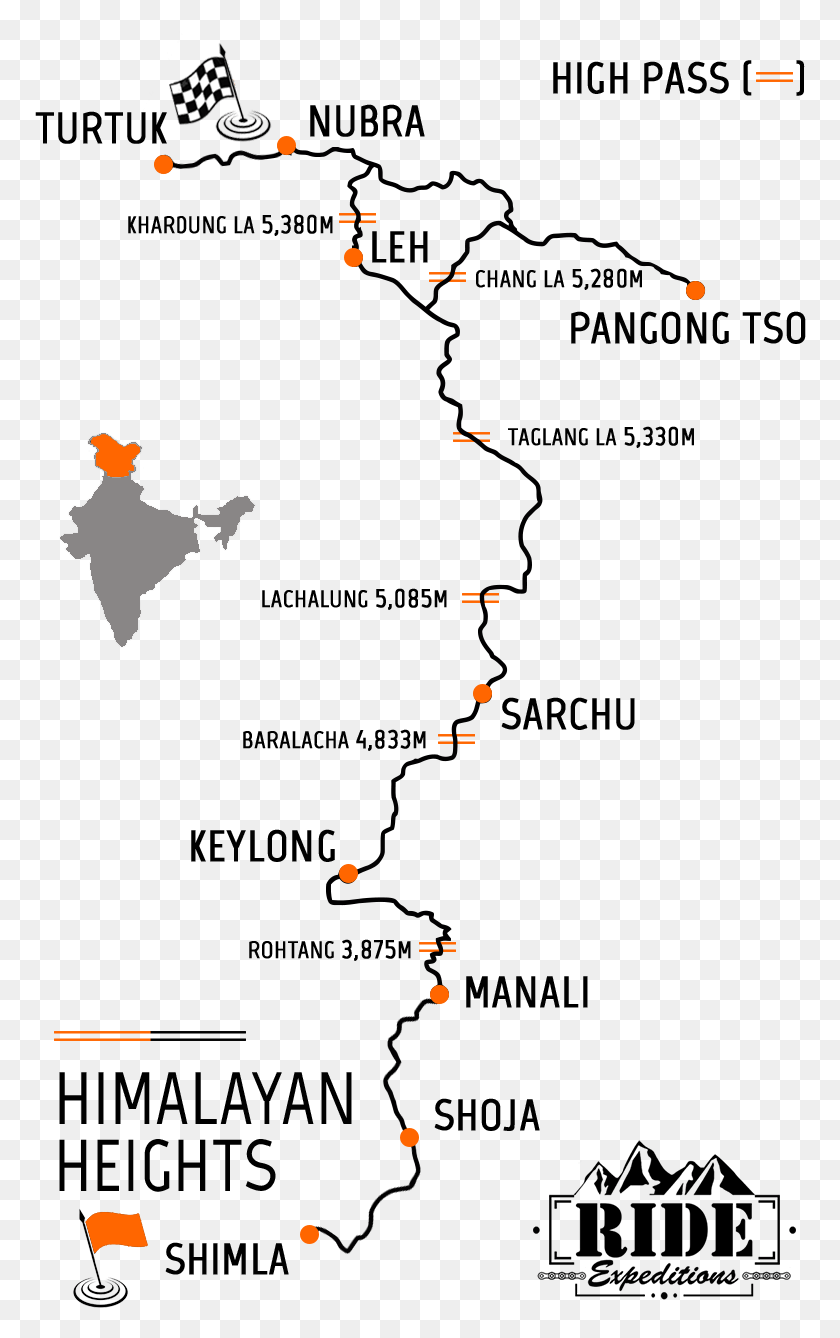 772x1278 Himalaya India Motorcycle Tour Map Map Of India, Pac Man HD PNG Download