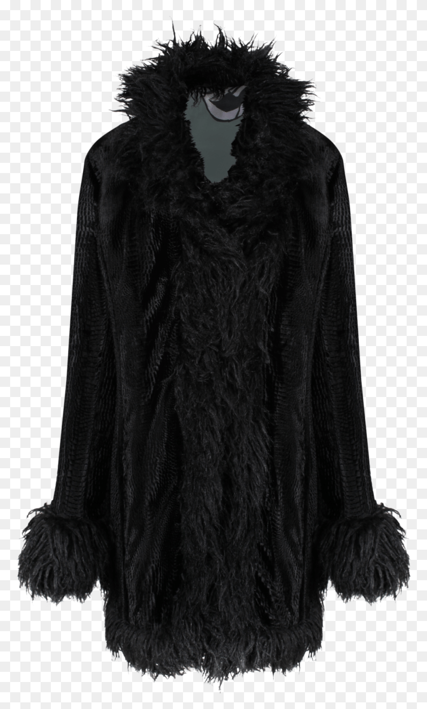 967x1653 Himalia Coat Black Texture X Iris Fur Clothing, Apparel, Cloak, Fashion HD PNG Download