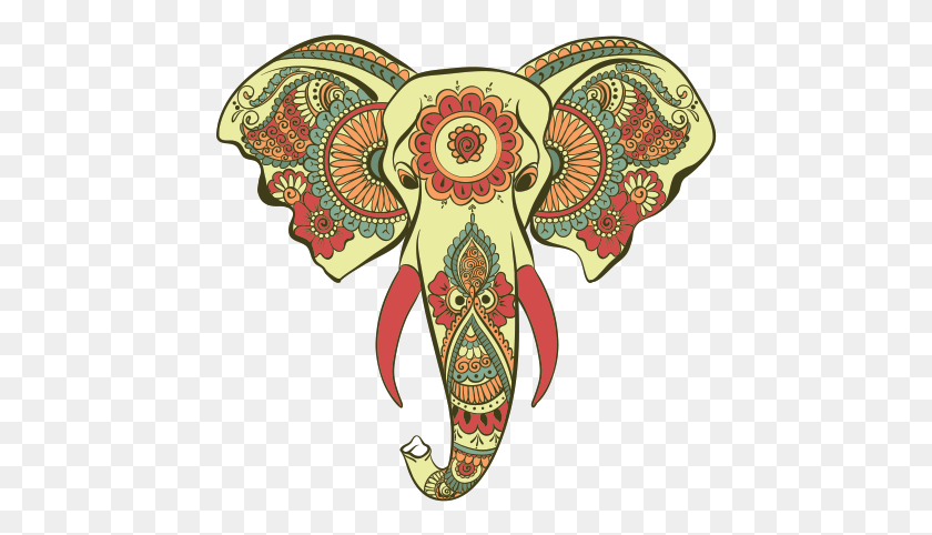 452x422 Hinduism Free Image Mandala Of Elephant, Pattern, Paisley, Wildlife HD PNG Download