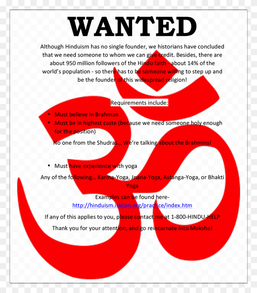 838x965 Hinduism Wanted Poster Aum Symbol, Advertisement, Flyer, Paper HD PNG Download