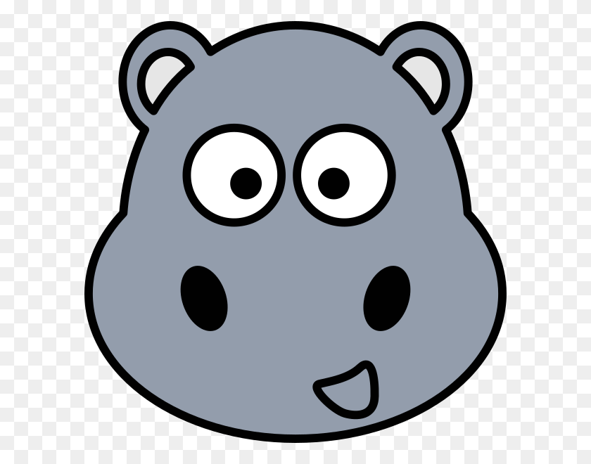600x600 Hippo Head No Mouth Clip Art Hippo Face Cartoon, Stencil, Piggy Bank HD PNG Download