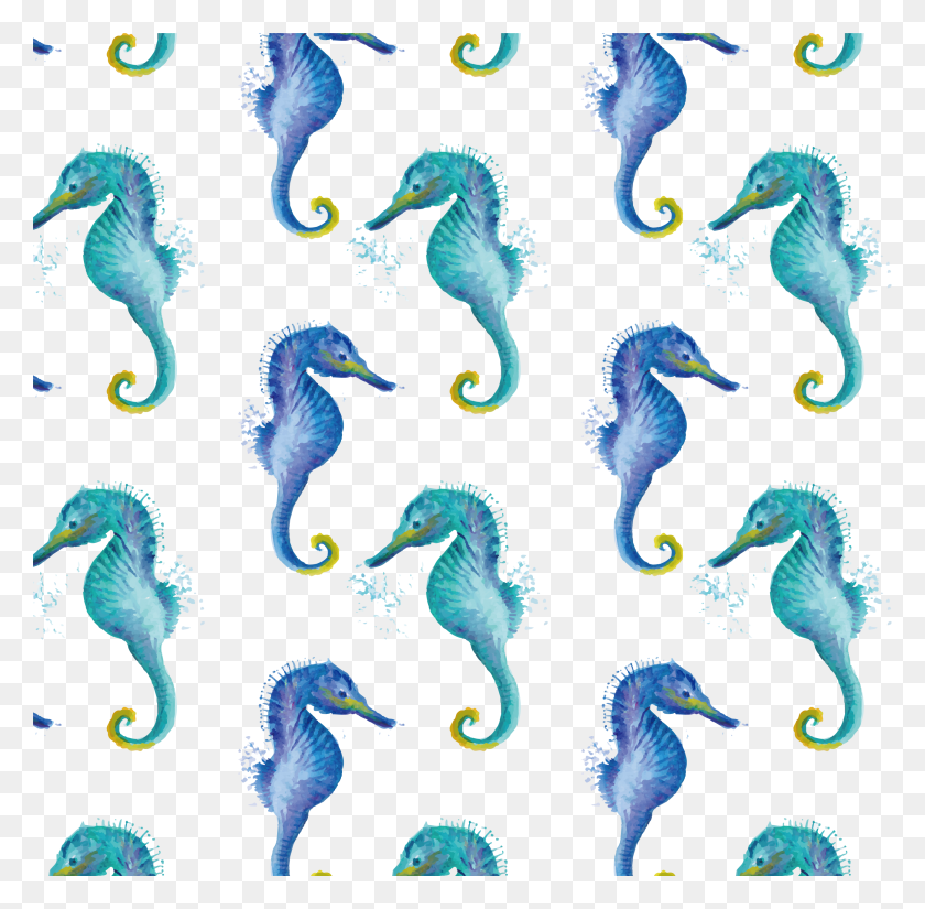 2596x2548 Hippocampus Green Painting Northern Seahorse, Bird, Animal, Mammal HD PNG Download