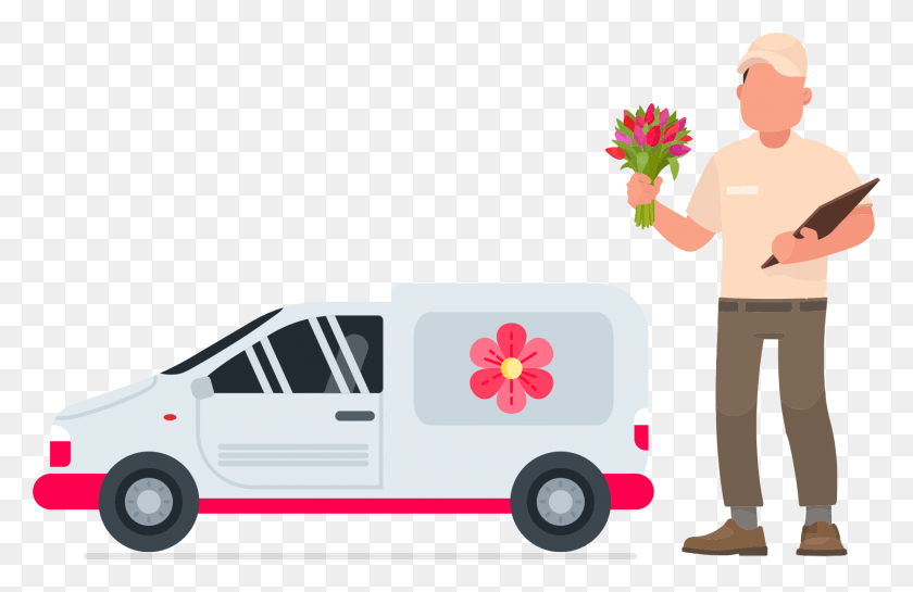 1678x1045 Hire Our Flower And Bouquet Delivery App Developers Illustration, Van, Vehicle, Transportation Descargar Hd Png