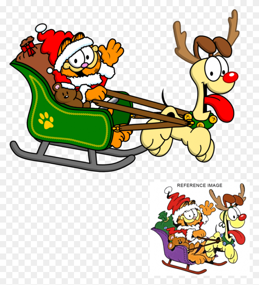 850x940 His 9 Lives Cartoon Clip Art Garfield Animated Christmas Gifs, Transportation, Vehicle, Sled HD PNG Download