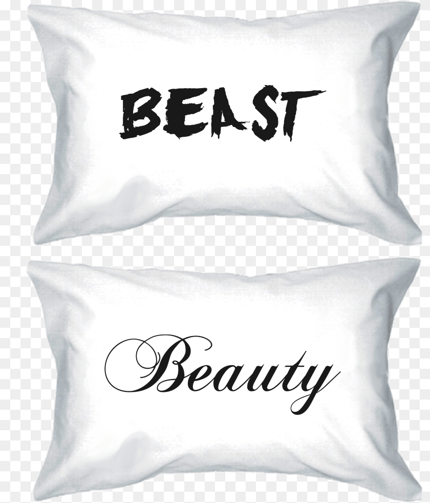 809x982 His And Hers Pillowcases Beauty And The Beast Pillow, Cushion, Home Decor, Person Clipart PNG