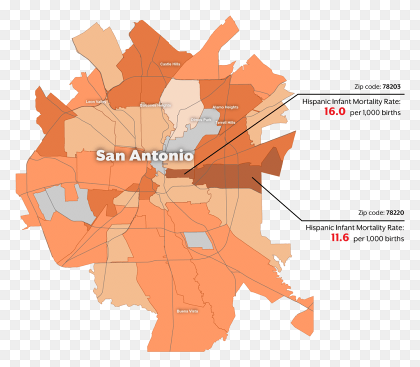 950x822 Hispanic Infant Mortality Rate By Zip Code In San Antonio Map, Leaf, Plant, Diagram HD PNG Download
