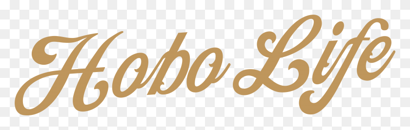 7347x1955 Hobo Life Logotype Gold Calligraphy, Text, Alphabet, Word HD PNG Download