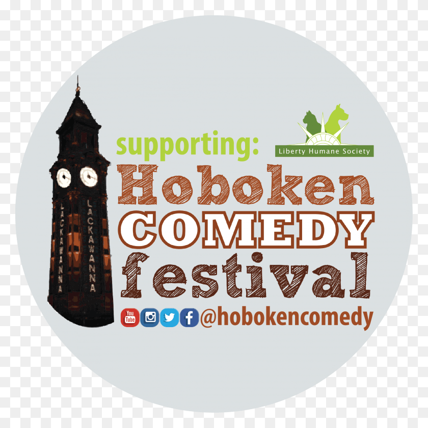 2084x2084 Hoboken Comedy Festival Clock Tower, Label, Text, Advertisement HD PNG Download