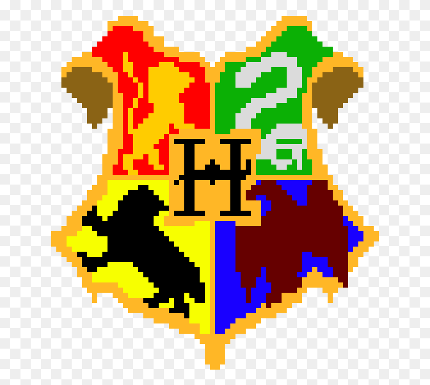 641x691 Descargar Png Hogwarts Logo Pixel Art Harry Potter, Texto, Número, Símbolo Hd Png