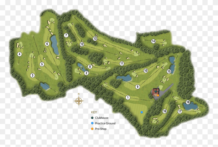 985x644 Hoyo Uno, Pyrford Golf Course Map, Plot, Diagram, Atlas Hd Png