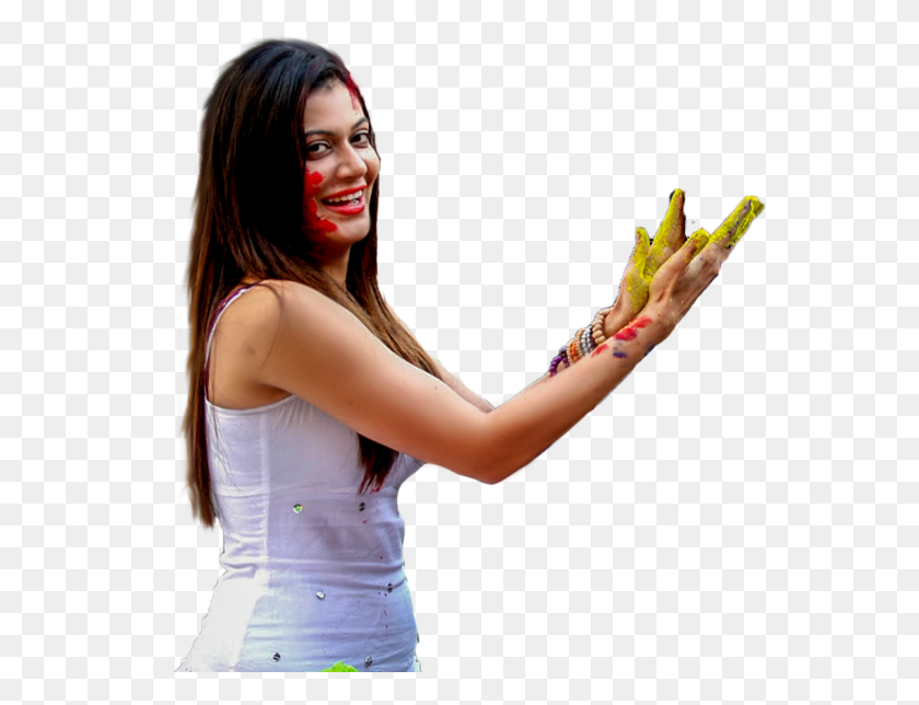 561x584 Holi Girl Girl, Person, Human, Finger HD PNG Download