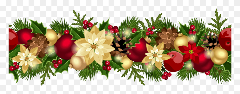 4972x1731 Праздничная Гирлянда Crafthubs Рождественская Гирлянда Границы Прозрачная, Графика, Цветочный Дизайн Png Скачать