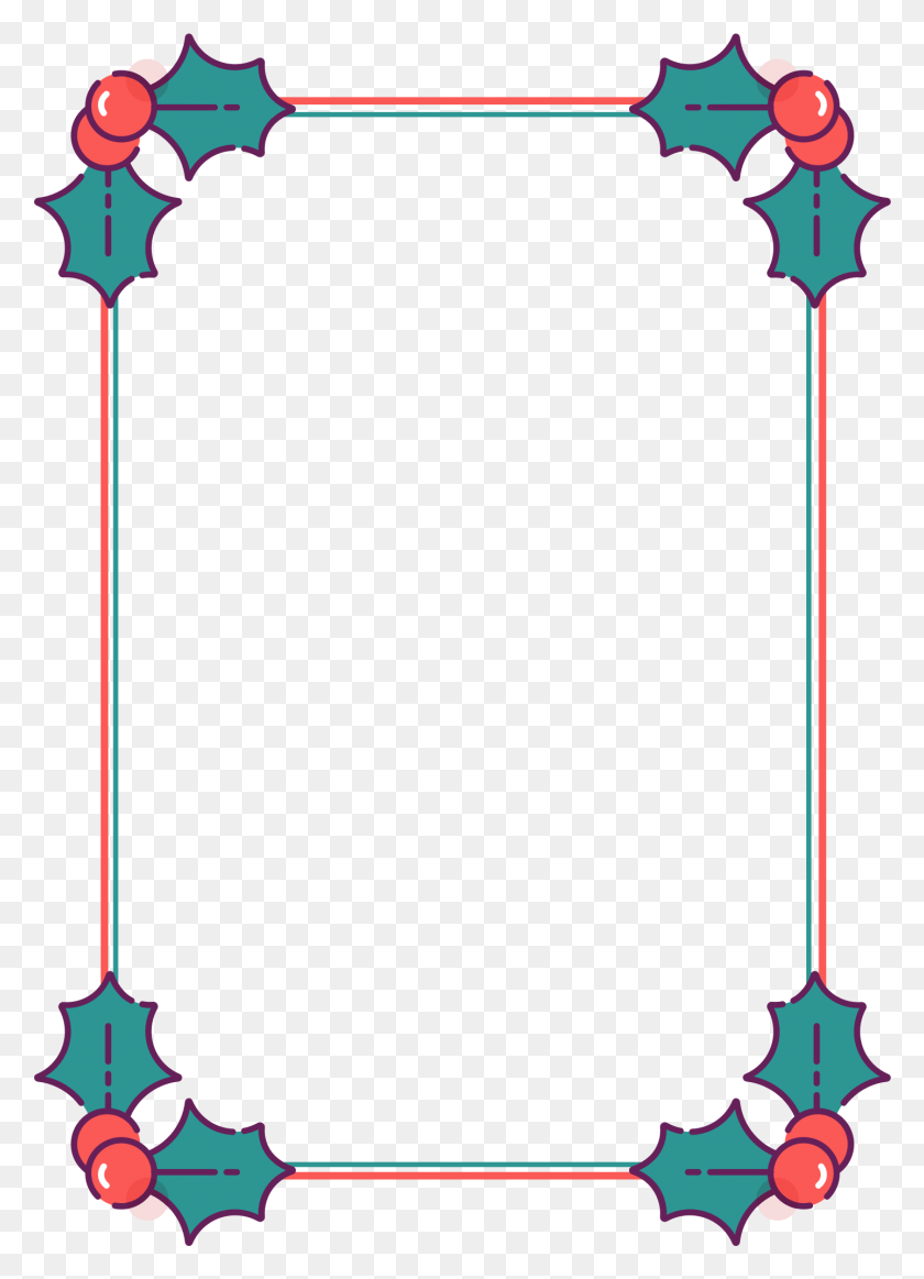 1439x2036 Holly And Berries Corners Border Free Christmas Hq, Ornament, Bow, Weapon HD PNG Download
