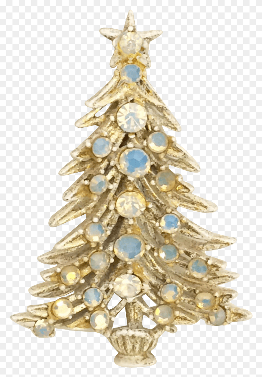 959x1412 Hollycraft White Christmas Tree Pin Brooch Found At, Plant, Accessories, Accessory HD PNG Download