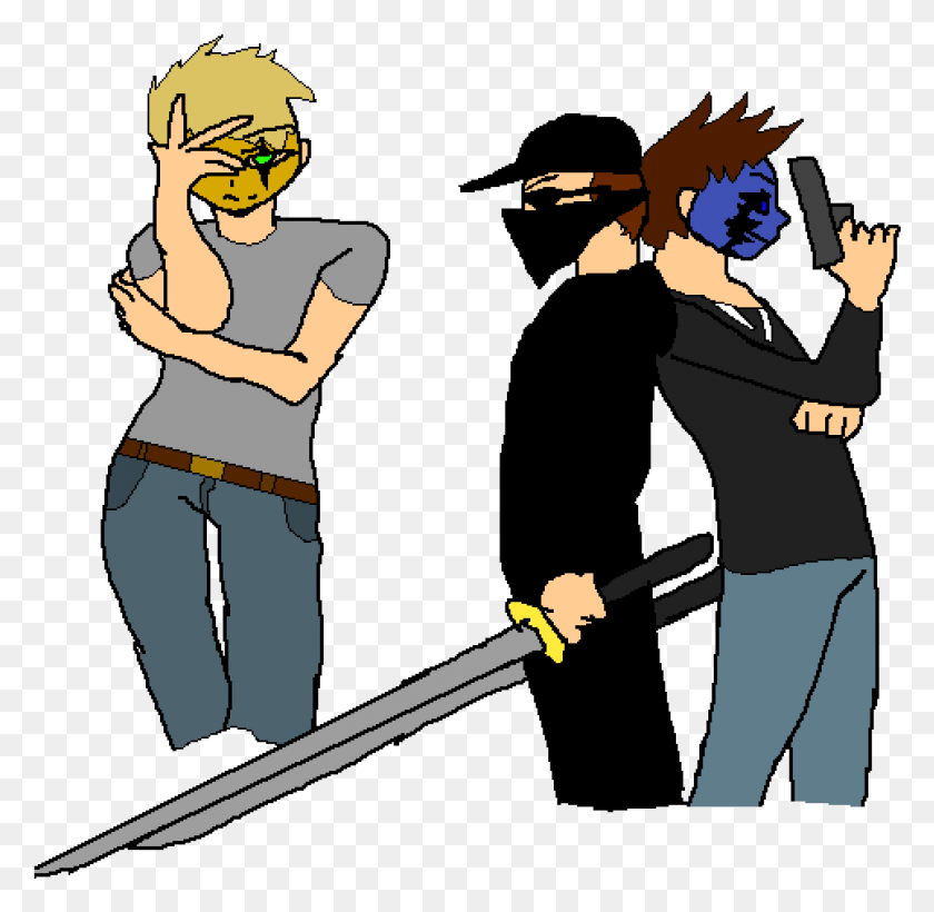965x941 Hollywood Undead Charliedannyjohnny Cartoon, Person, Human, Duel HD PNG Download