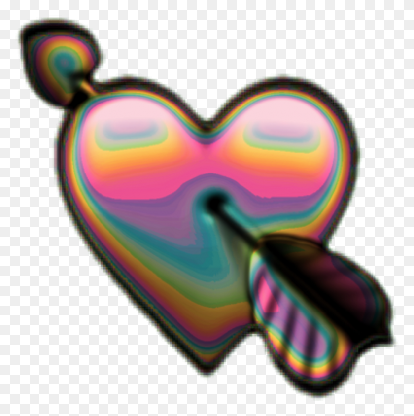 927x932 Holo Holographic Heart Hearts Arrow Emoji Iridescent, Toy HD PNG Download